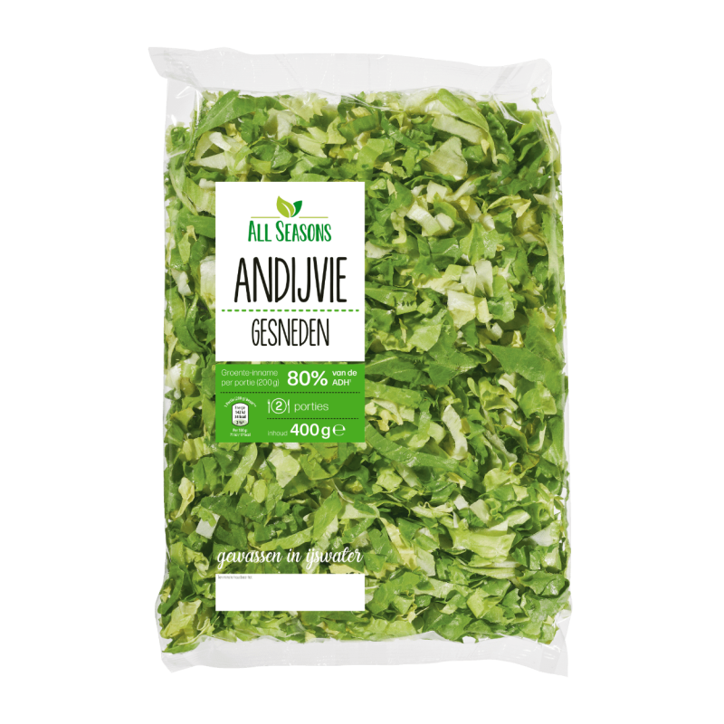 Gesneden Andijvie. Prijs per zak van 400 Gram